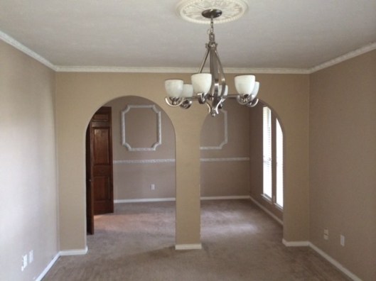 Dining/Formal Living - knock out wall, remove light, install recessed lights, install engineered wood floors throughout
